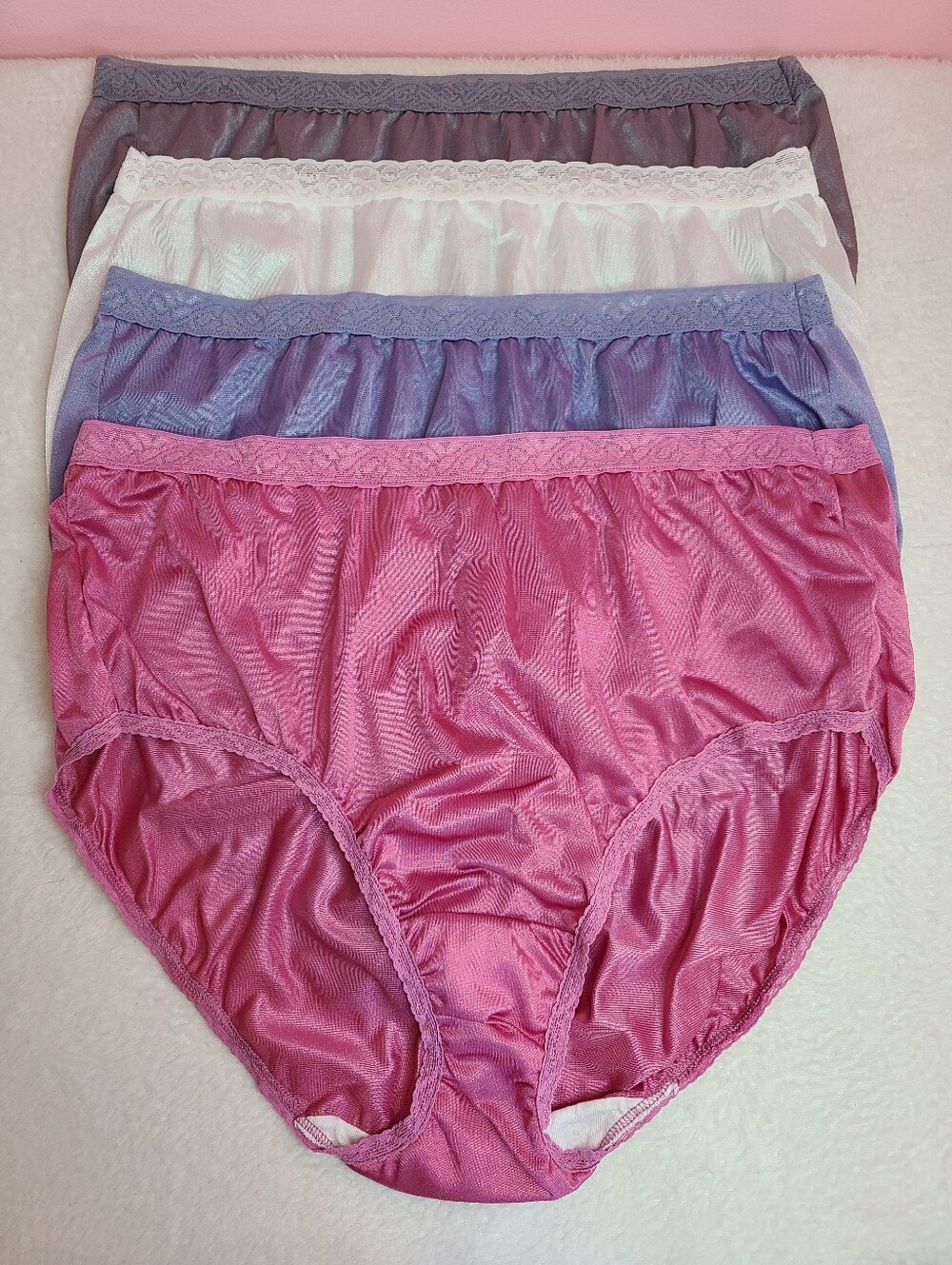 VTG Fruit Of The Loom 4pk Silky Nylon Classic Full Cut Granny Panties Size 3X